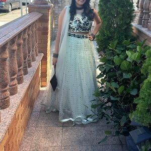 Ethnic Indian Wear White and Black Dress